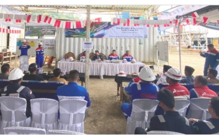 Tajak Sumur M-4 Ulubelu Gunung Tiga Dimulai, Dihiasi Tumpeng, Doa Bersama dan Senyum Anak Yatim